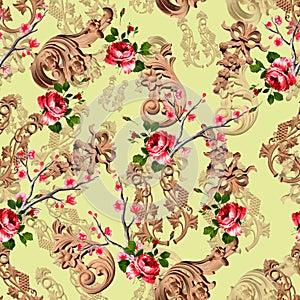 Carving Print With Floral Allover Design