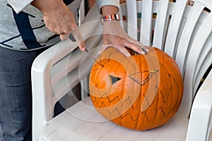 Carving of pumpkin