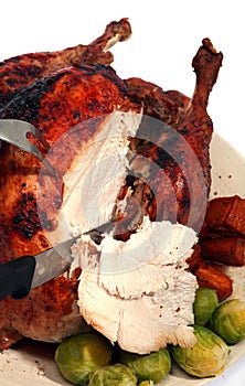 Carving a roast turkey