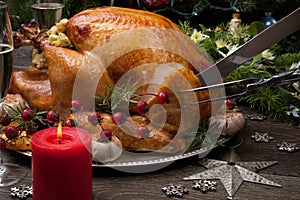 Carving Rustic Style Christmas Turkey