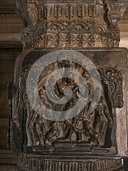 Carving of Vaishnavism on the pillar of Hazara Rama temple at Hampi