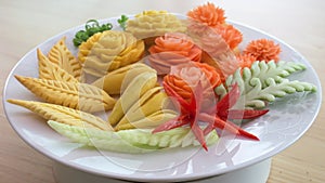 Carving vegetable, Thai handcraft for side dishes decorations.