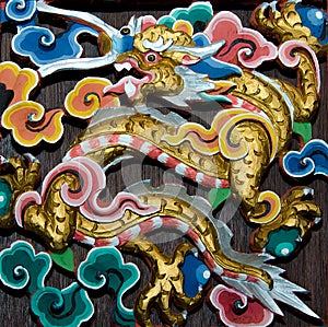 Carving wood of dragon
