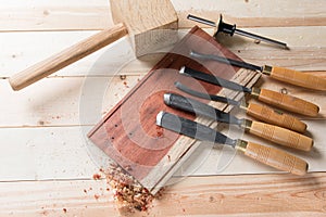 Carving wood with handtools