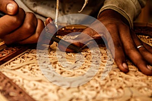 Carving Wood Moroccan traditional table photo