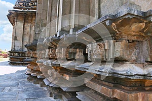 Carvings at the adhishtana base , Parshvanatha Basadi, Basadi Halli jain temple complex, Karnataka photo