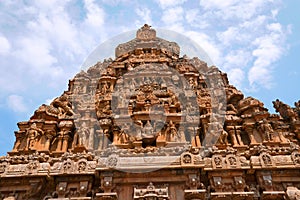 Carvings on Gopura, Subrahmanyam shrine, Brihadisvara Temple complex, Tanjore, Tamil Nadu