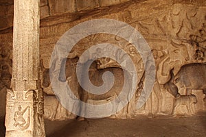 Carvings inside the Unfinished Rock Cave Temple