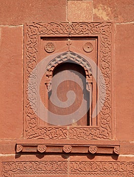 Carvings and intricate designs of Birbal Palace in Fatehpur Sikri Complex