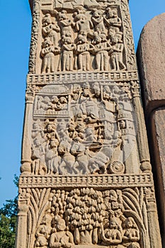 Carvings at Stupa 1, ancient Buddhist monument at Sanchi, Madhya Pradesh, Ind