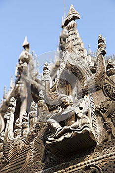 Carvings on top of Shwenandaw Kyaung.