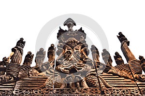 Carvings on top of Shwenandaw Kyaung Temple