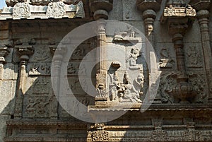 Carvings on the walls, Virupaksha Temple, Hampi, karnataka. Sacred Center.