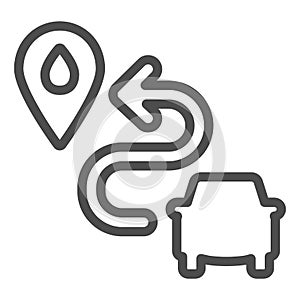 Carwash location pin line icon, car washing concept, Map pointer with symbol car wash on white background, vehicle and