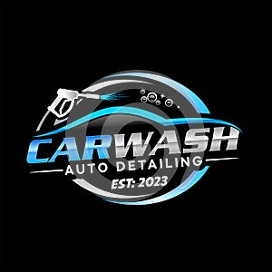 Carwash logo design with pressure washer template