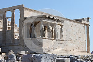 Caryatid Columns in Acropolis - Athens - Greece
