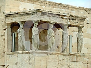 Caryatid Porch of the Erechtheum Ancient Greek Temple on the Acropolis, Athens