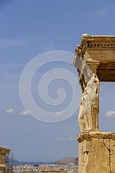 Caryatid sculpture on the Athens acropolis, Greece