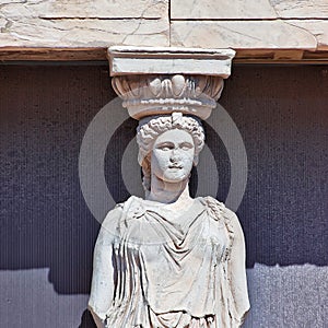 Caryatid statue portrait, Acropolis of Athens, Greece