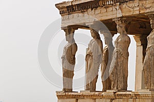 Caryatides of Erechtheion at Acropolis in Athens, Greece.