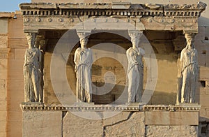 Caryatids Erechteion, Parthenon on the Acropolis in Athens