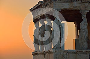 Caryatids Erechteion, Parthenon on the Acropolis in Athens