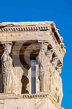 The Caryatids of the Erechtheion in Acropolis Athens Greece