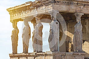 The Caryatids of the Erechtheion in Acropolis, Athens Greece