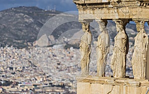 Caryatids, erechtheion temple Acropolis, Athens Greece