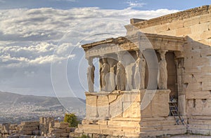 Caryatids in Erechtheum, Acropolis,Athens,Greece