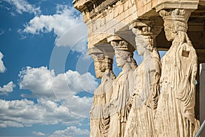 Caryatids at Erechtheum of Parthenon in Athens Greece