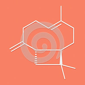 Caryophyllene molecule. Constituent of multiple herbal essential oils, including clove oil. Skeletal formula.