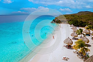 Cas Abou Beach on the caribbean island of Curacao, Playa Cas Abou in Curacao Caribbean in summer photo