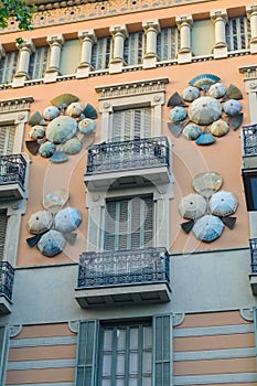 Casa Bruno Cuadros called Umbrella house al La Rambla street in Barcelona, Spain photo