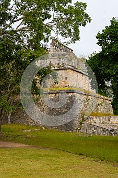 The Casa Colorada The red house.  Chichen Itza archaeological site. Architecture of ancient maya civilization. Travel photo or w