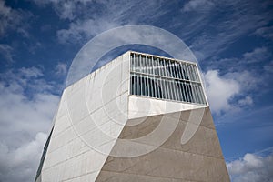 Casa da Musica do Porto Porto Music House. Building detail, minimalist image. Blue skies with clouds photo