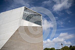 Casa da Musica do Porto Porto Music House. Building detail, minimalist image. Blue skies with clouds photo