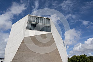 Casa da Musica do Porto Porto Music House. Building detail, minimalist image. Blue skies with clouds photo