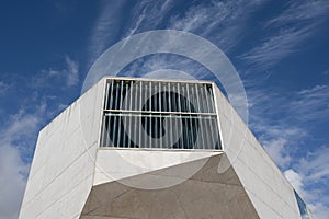 Casa da Musica do Porto Porto Music House. Building detail, minimalist image. Blue skies with clouds photo