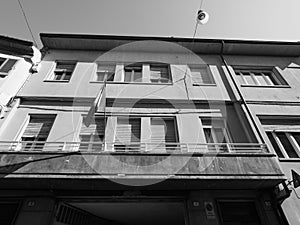 Casa della Giovane in Alba in black and white photo