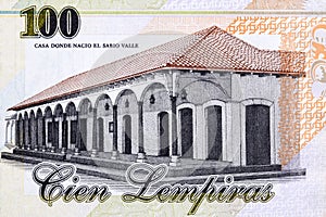 Casa Donde Nacio el Sabio Valle from Honduran money photo
