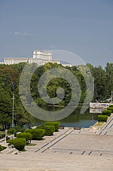 Casa Poporului view from Carol park 