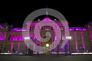 Casa Rosada (Pink House) by night