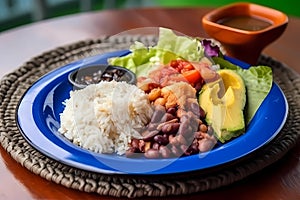 casado typical costa rican dish with rice beans