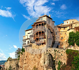 The Casas Colgadas Hanging Houses. Hanging Houses in the medieval town of Cuenca, Castilla La Mancha, Spain photo