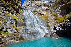 Cascada Cola de Caballo at Ordesa Valley Pyrenees Spain photo