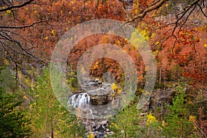 Cascada de Arripas waterfall in Ordesa valley Pyrenees Huesca photo