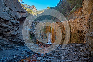 Cascada de Los Colores at caldera de Taburiente at La Palma, Canary islands, Spain