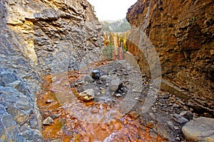 Cascada de los Colores in Caldera de Taburiente National Park on photo