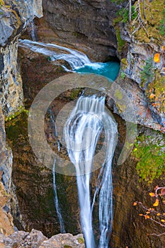 Cascada del Estrecho waterfall in Ordesa valley Pyrenees Spain photo